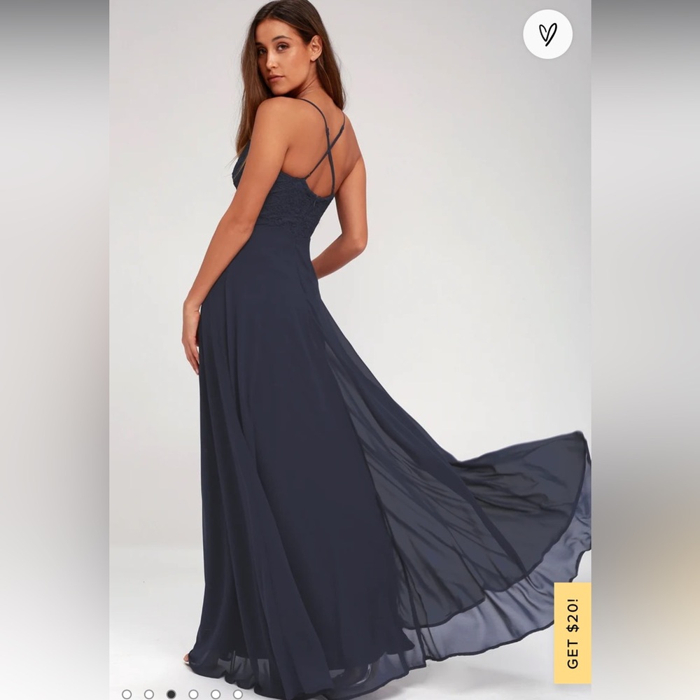 Lulu’s Madalyn Navy Blue Lace Maxi Dress (Size S) - Picture 4 of 6